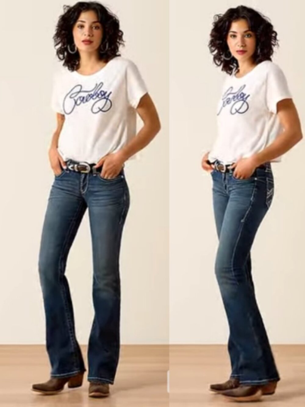 Ariat Size 30 REAL 30R Stretch Whipstitch Boot Cut Jeans Mid Rise Ocean
